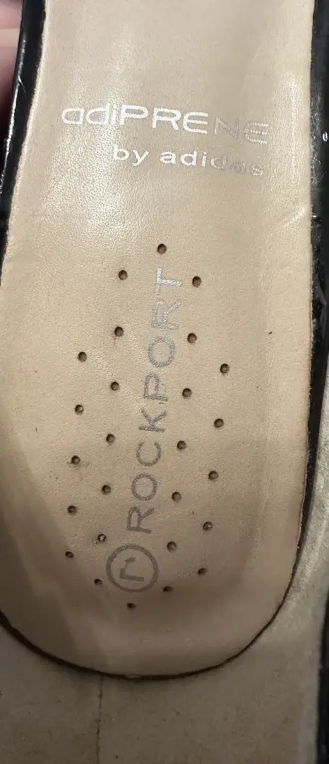 Rockport Adiprene Adidas 高跟鞋女式 6.5 码黑色漆皮露趾-