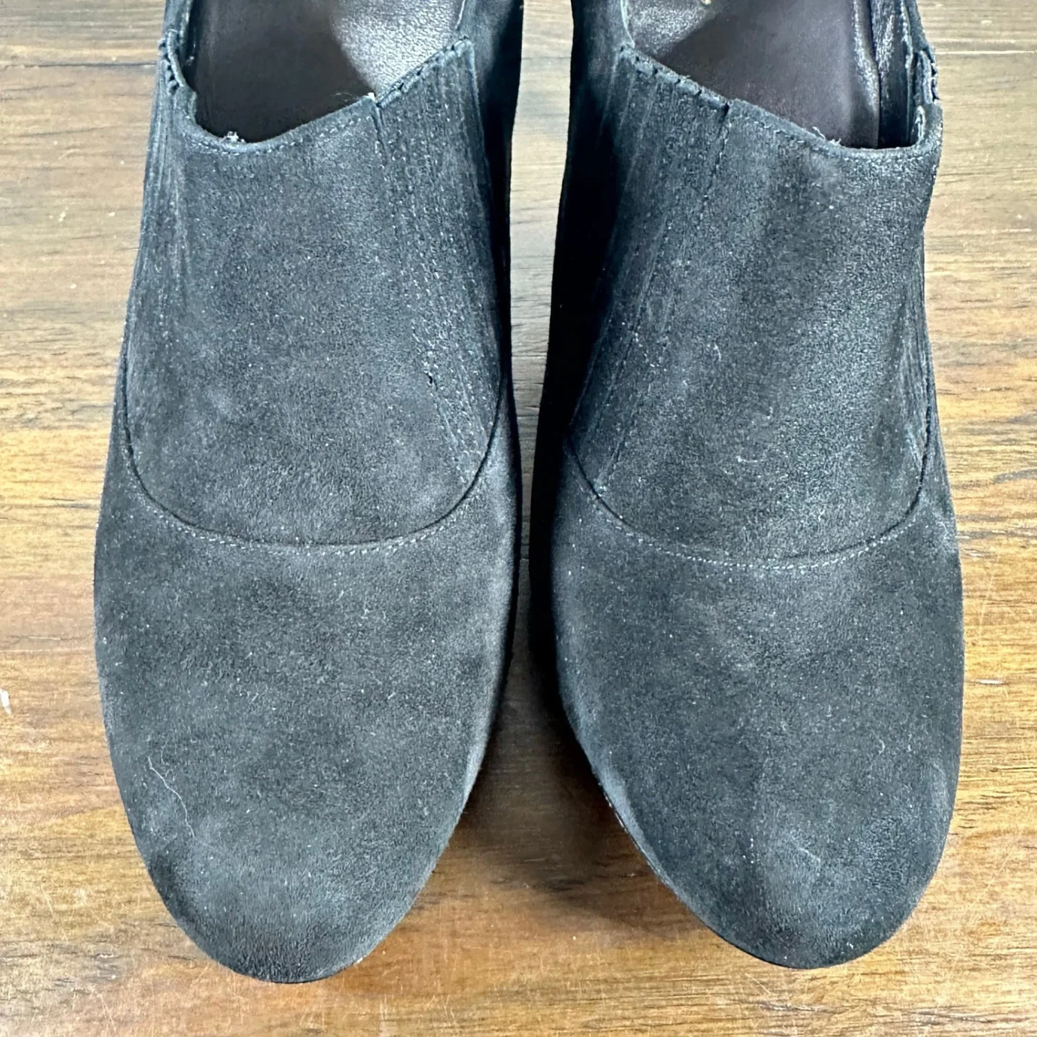 COLE HAAN Talia Gore 黑色麂皮绒皮革高跟短靴女式 10B-