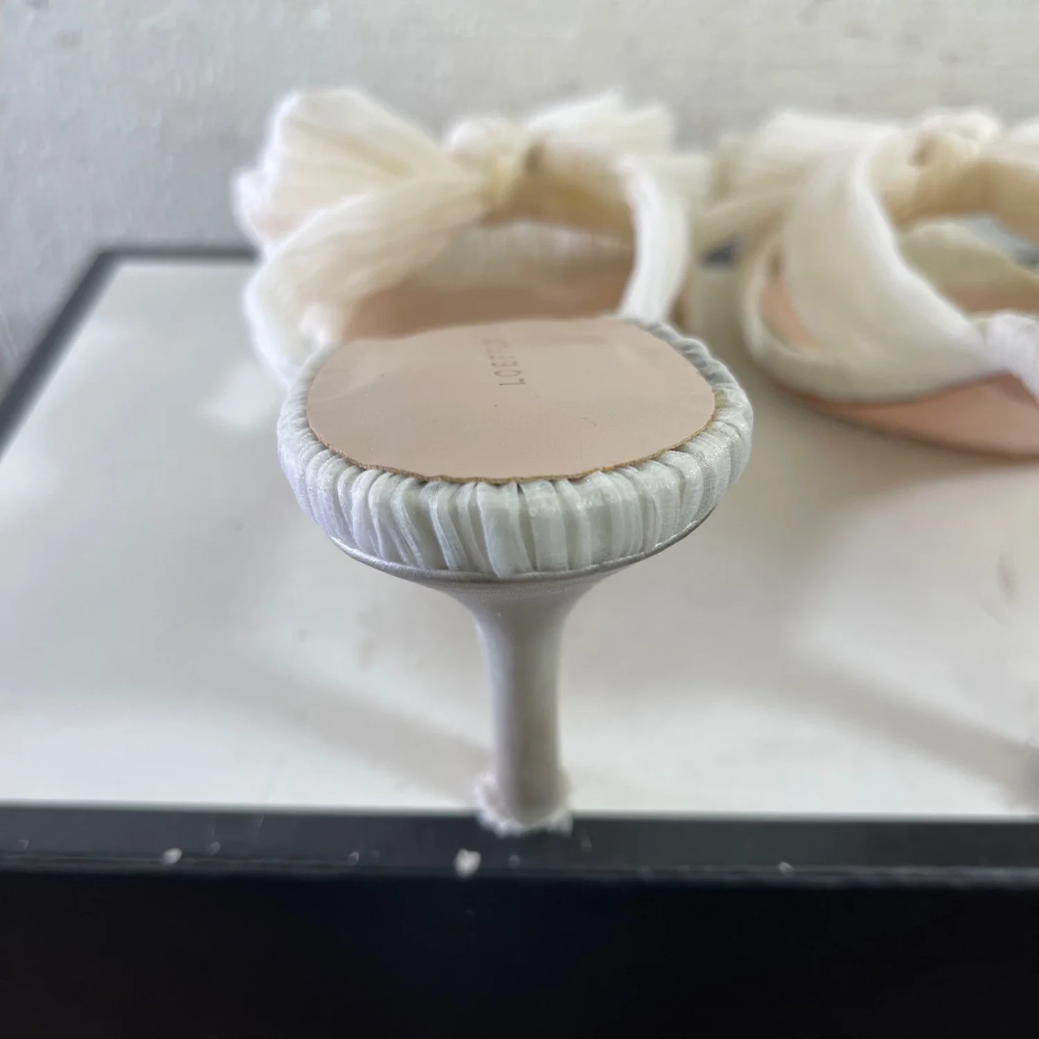 Loeffler Randall Penny 白色结褶蝴蝶结高跟鞋凉鞋女式 8.5 码-