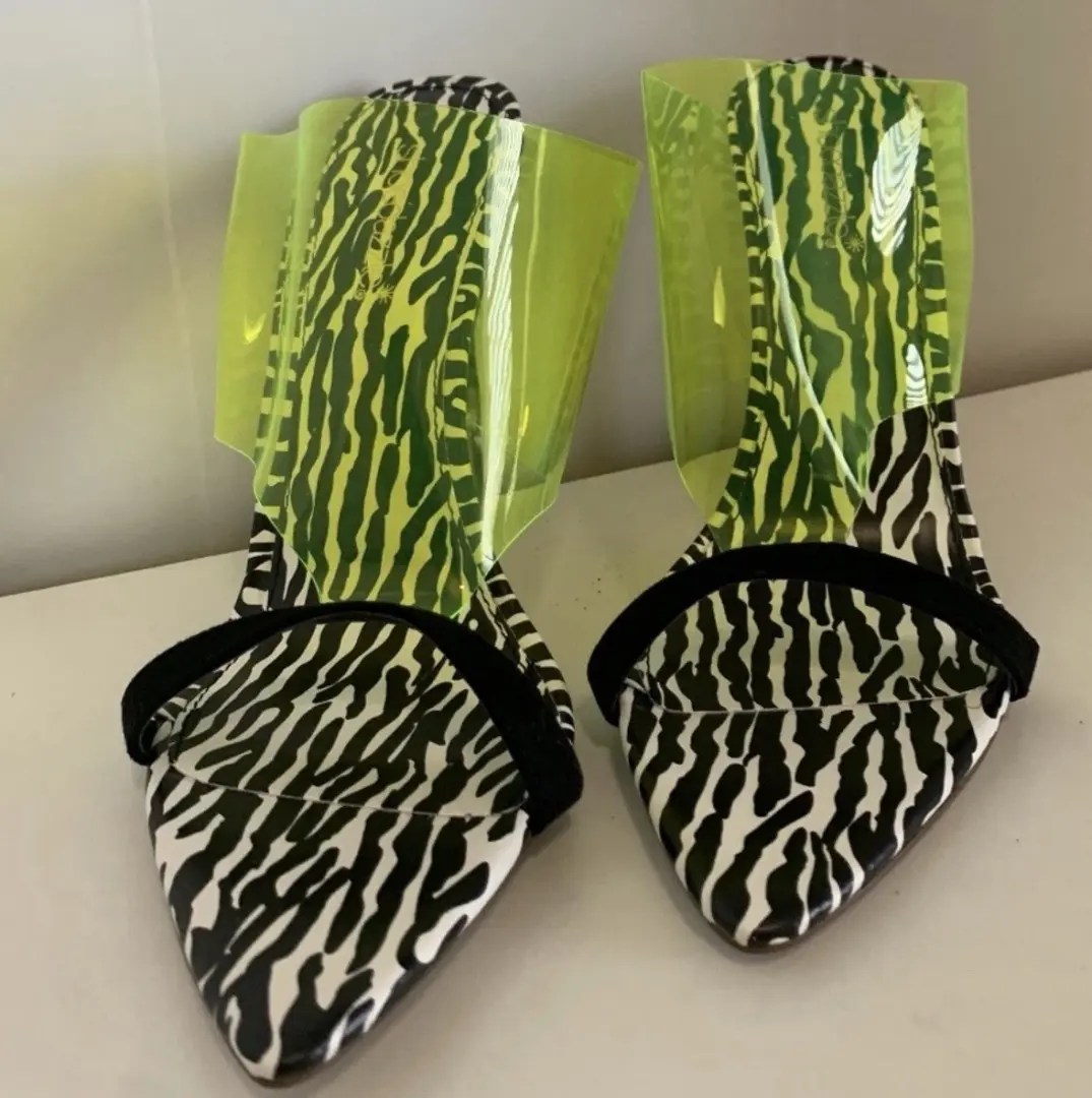 Shoe Dazzle女式8.5骡子4英寸细高跟鞋-