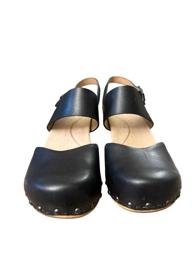 Dansko Thea 露跟厚底镂空高跟鞋黑色皮革女式 38 码 US 8-