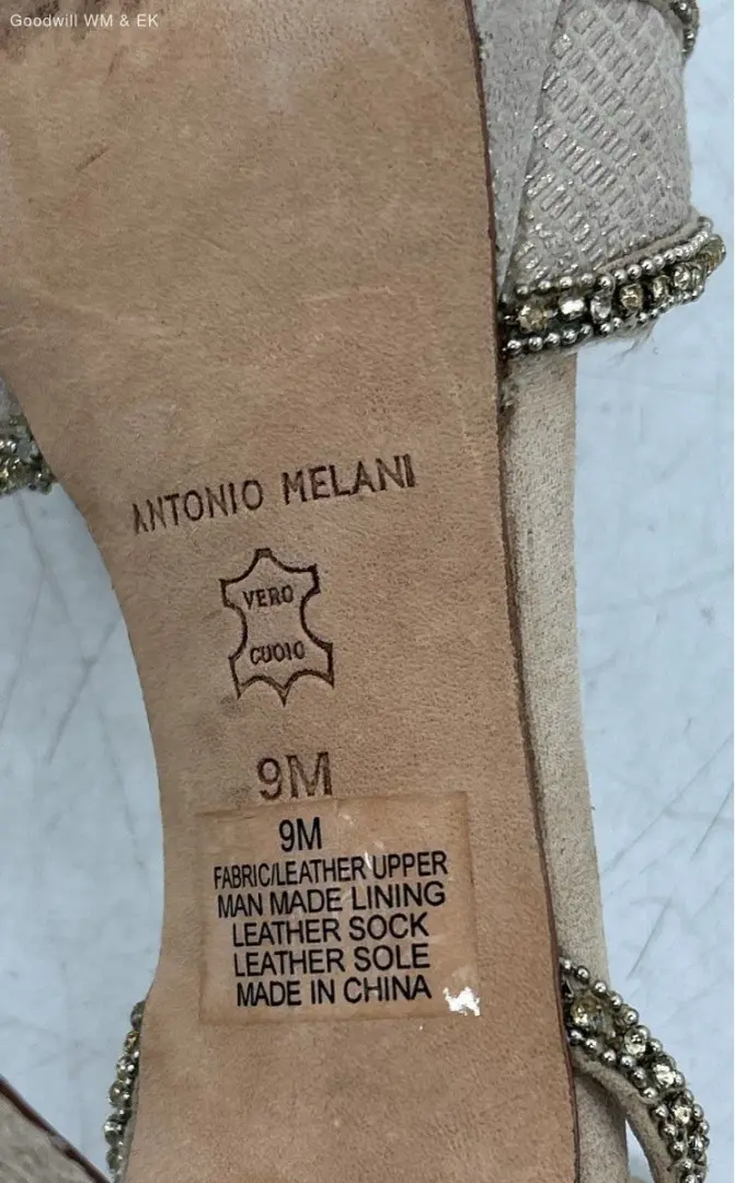 Antonio Melani 香槟装饰踝带厚底高跟鞋 9M 码-