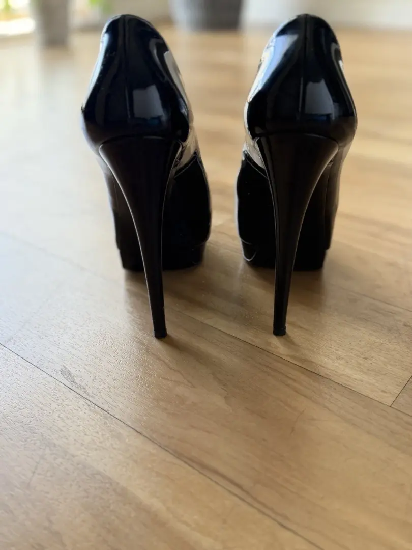 Phillip Plein 黑色漆皮厚底高跟鞋 38 码意大利制造-