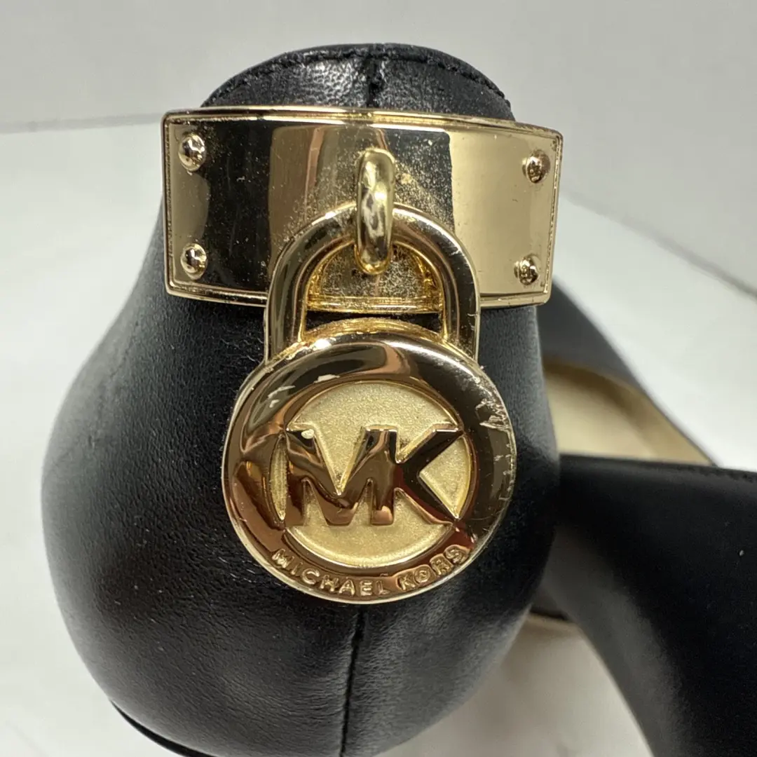 Michael Kors 皮革 6.5 黑色 Hamilton Platform Pump 细高跟鞋。-