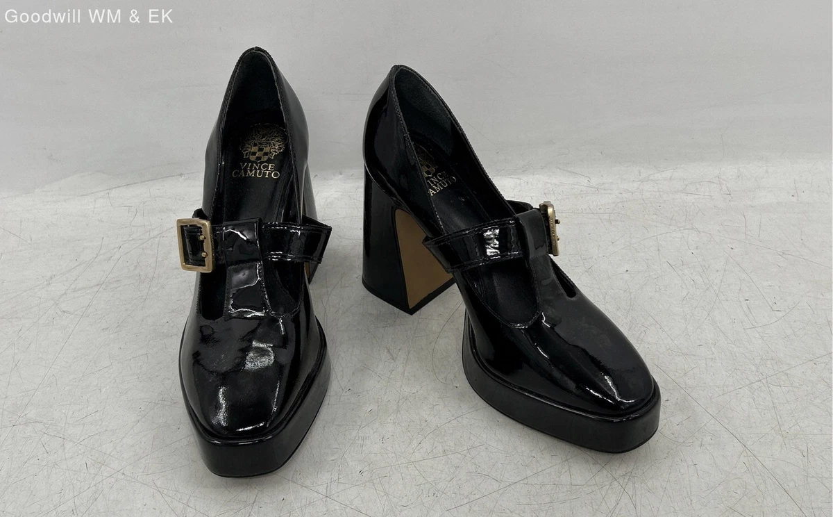 Vince Camuto Marocean 黑色专利 Mary Jane 厚底高跟鞋 9.5 码-