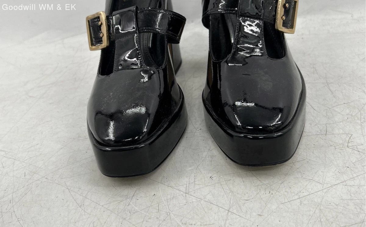 Vince Camuto Marocean 黑色专利 Mary Jane 厚底高跟鞋 9.5 码-