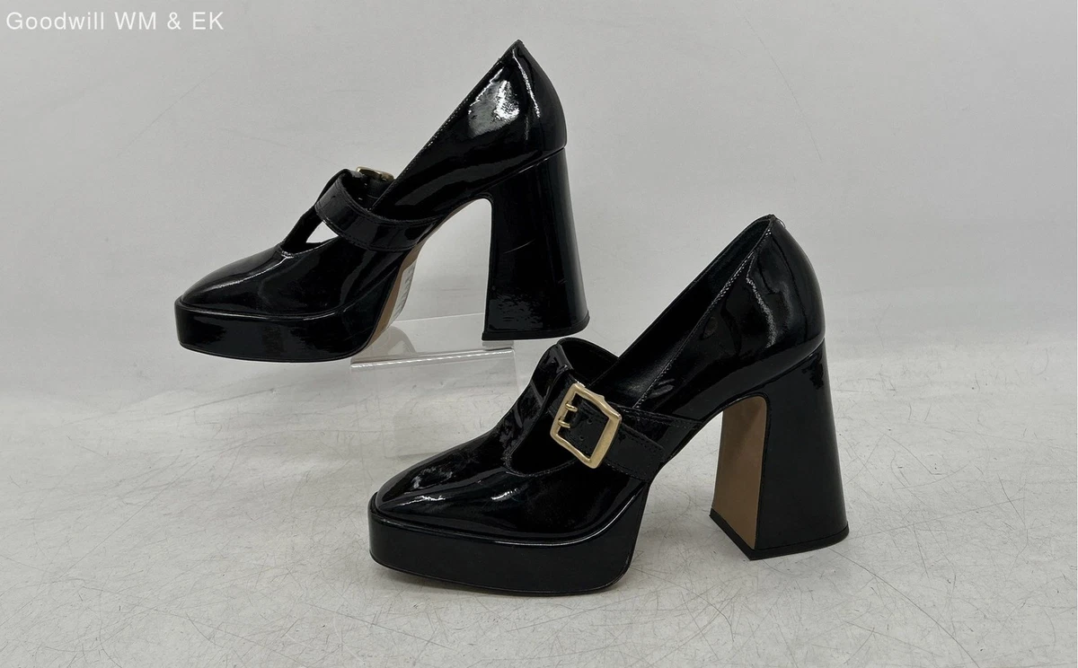Vince Camuto Marocean 黑色专利 Mary Jane 厚底高跟鞋 9.5 码-