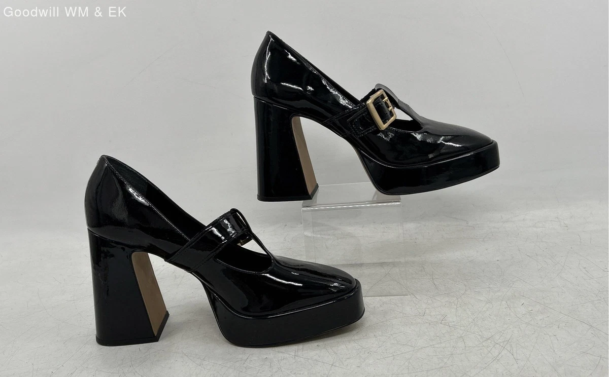 Vince Camuto Marocean 黑色专利 Mary Jane 厚底高跟鞋 9.5 码-