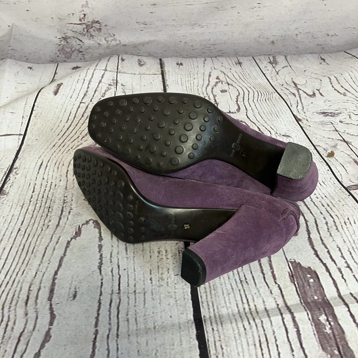 The Original Car Shoe Pumps 女式 37EU 6.5US 紫色麂皮绒流苏高跟鞋-