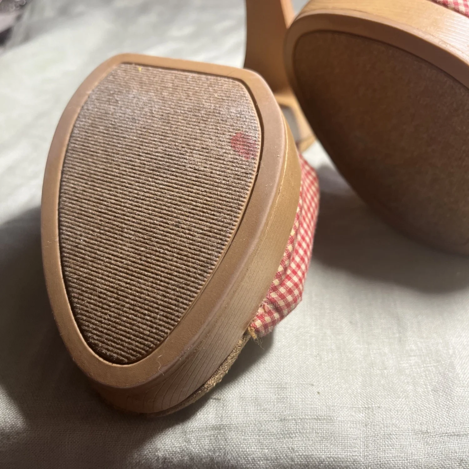 老式 HOT PEEP TOE GINGHAM MULES! 8码-