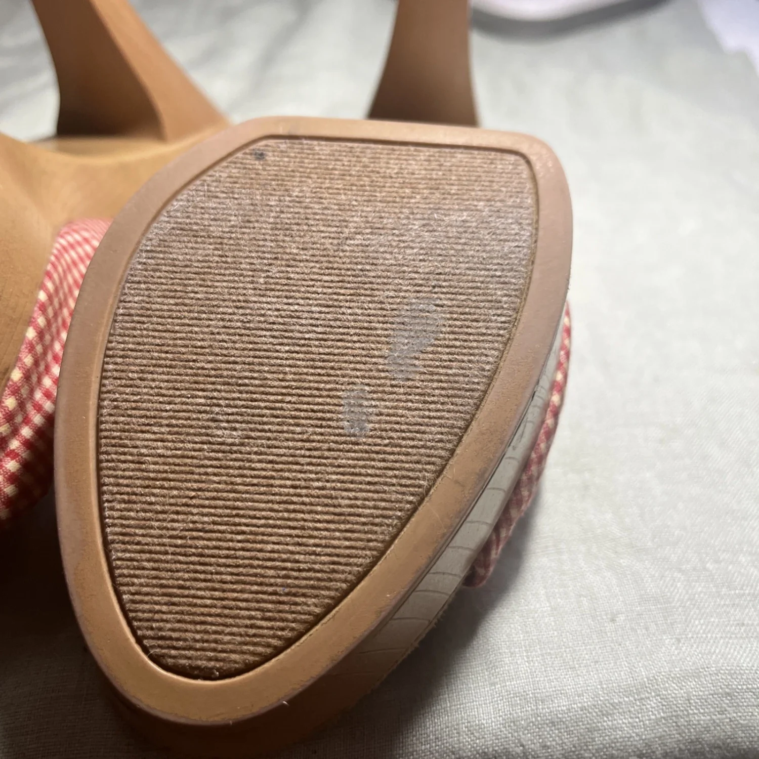 老式 HOT PEEP TOE GINGHAM MULES! 8码-