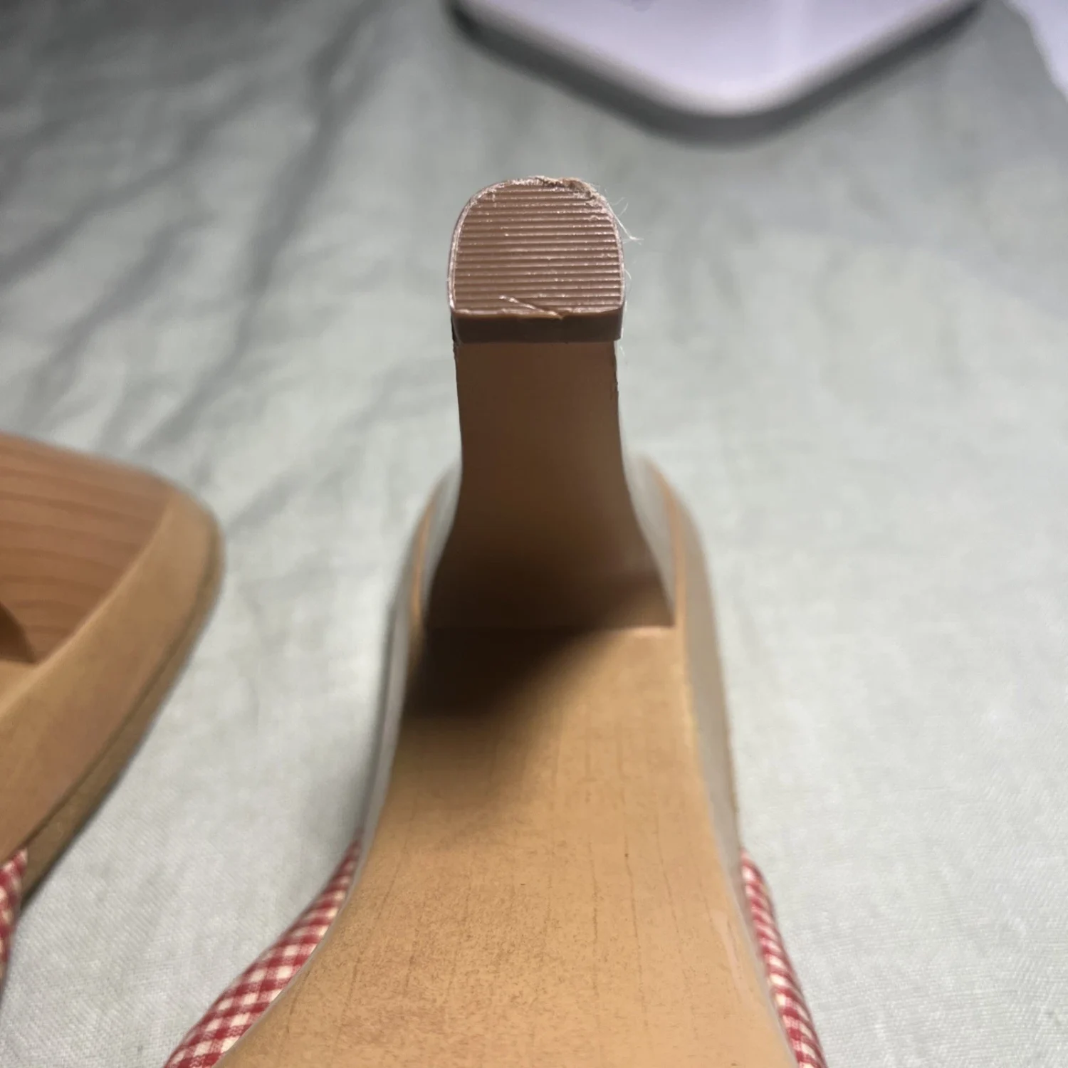 老式 HOT PEEP TOE GINGHAM MULES! 8码-