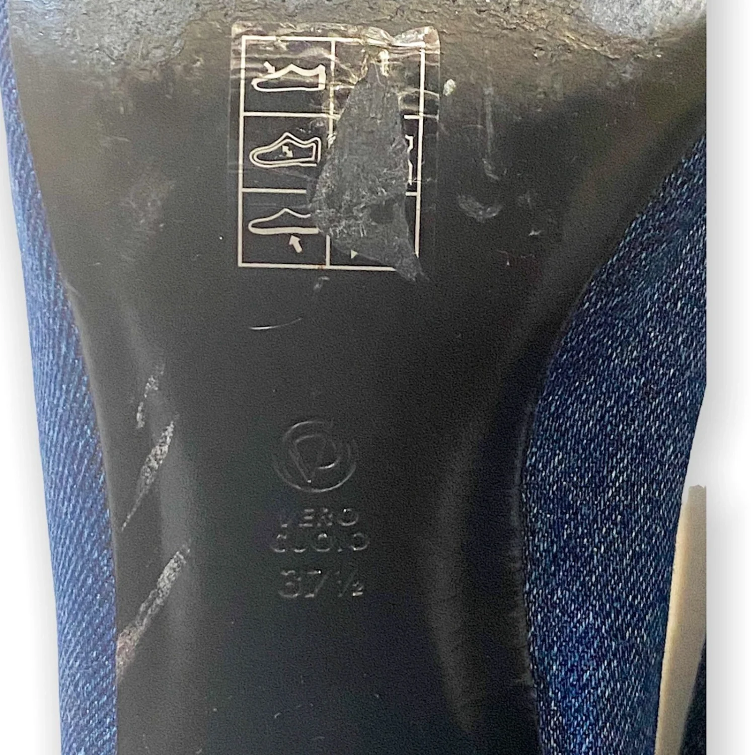 3.1 Phillip Lim Cube 牛仔粗跟骡子凉鞋,深色牛仔布-