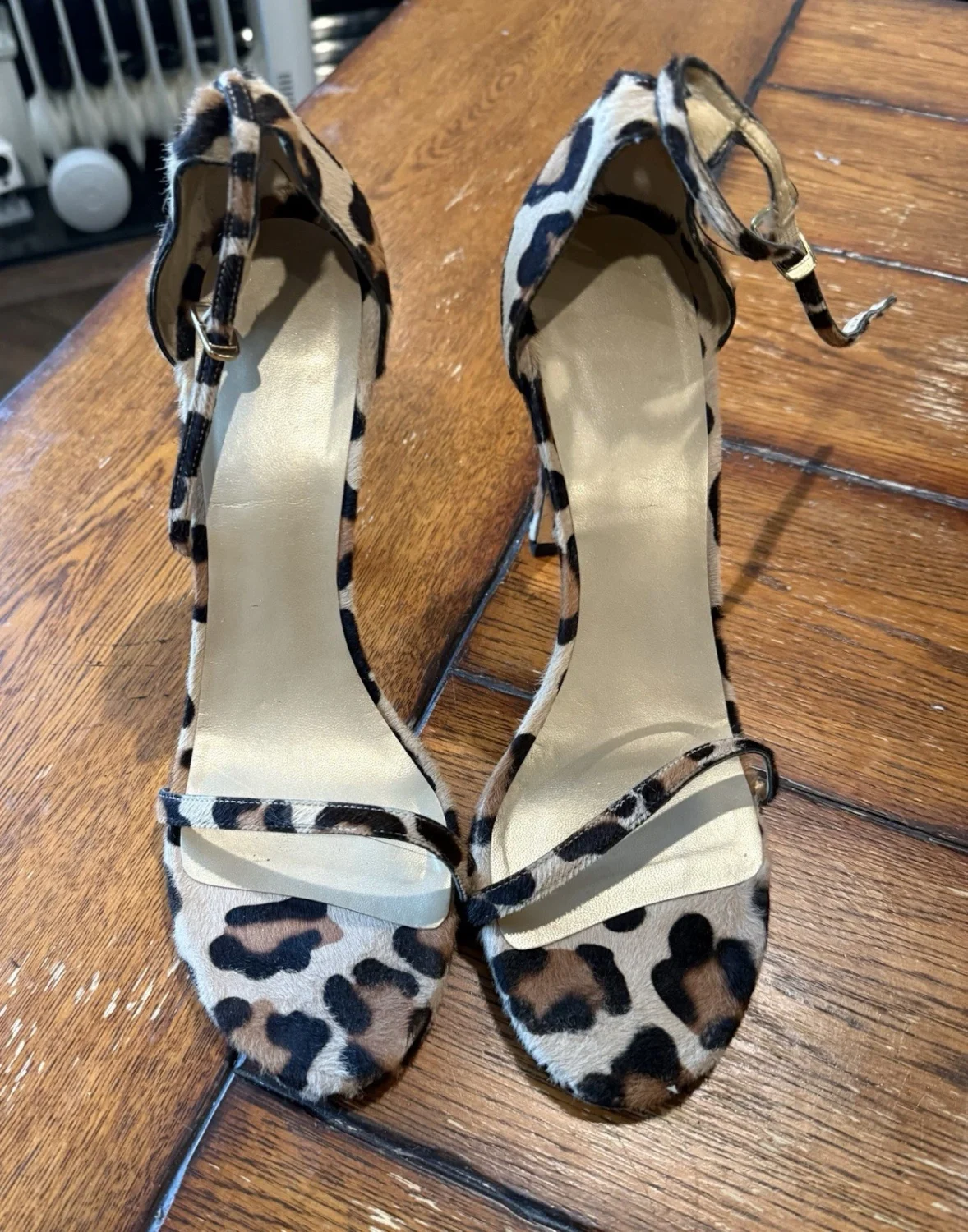 Stuart Weitzman 动物印花绑带细高跟鞋踝带皮革高跟鞋 10-
