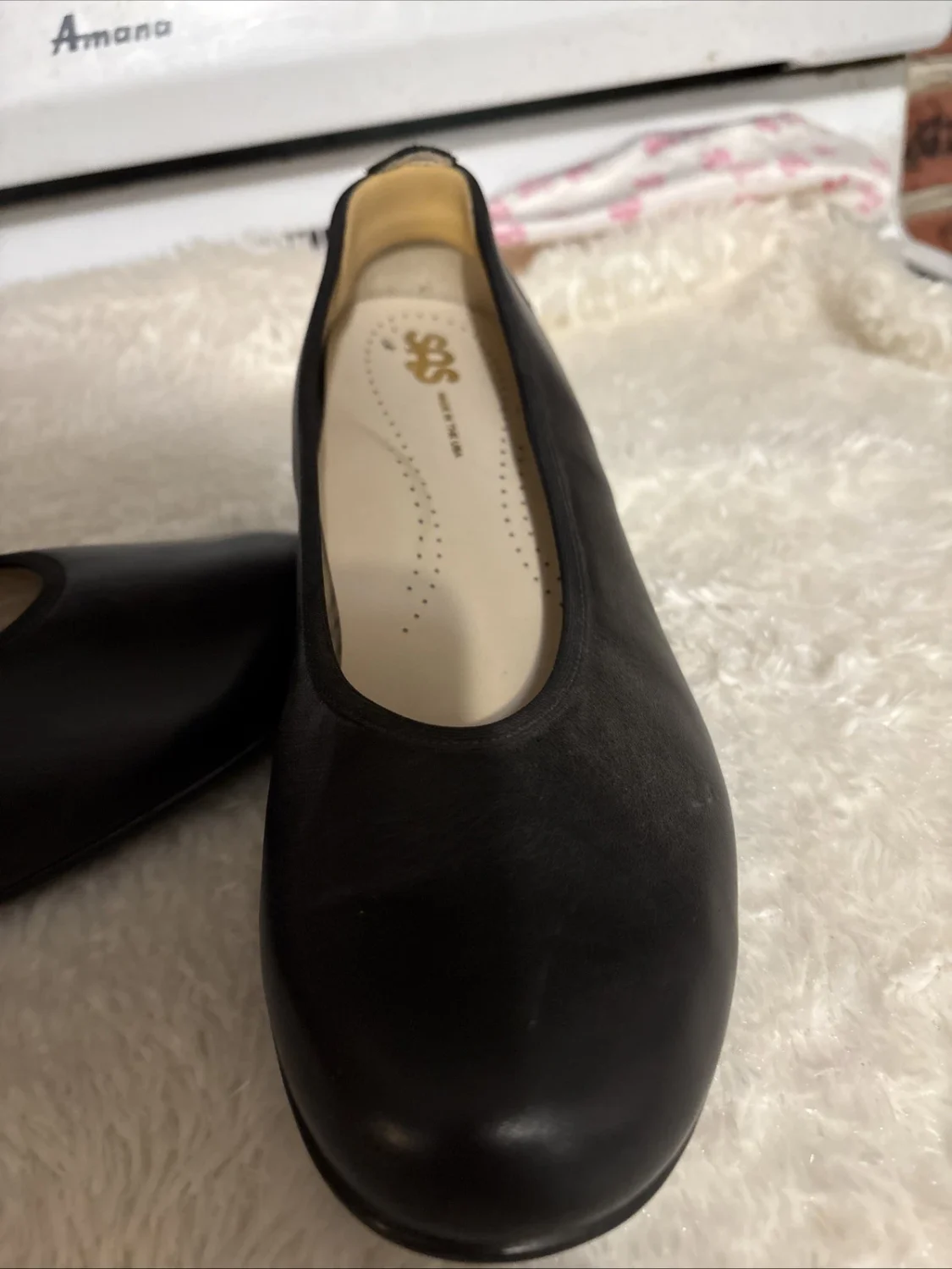 SAS Milano 黑色皮革高跟鞋女式 9W 舒适懒人正装鞋 美国-