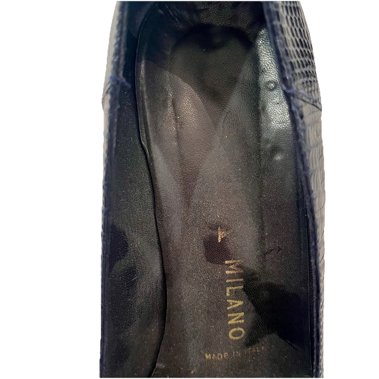 普拉达复古海军蓝正品蜥蜴皮革高跟鞋 - 38 码-