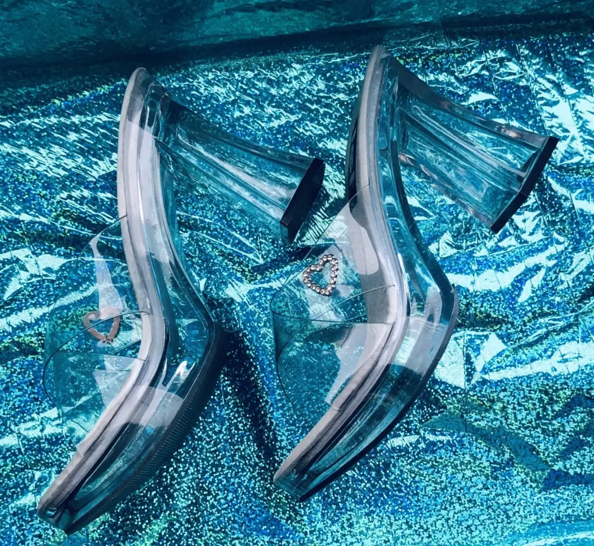 L.E.I. LOVELEE 1 ~ 透明 Chunky 4 英寸 HEELS。 {尺寸 8),-