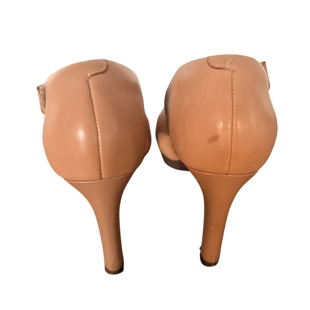 Clarks Collection 女式棕褐色皮革交叉带粗跟玛丽珍鞋-