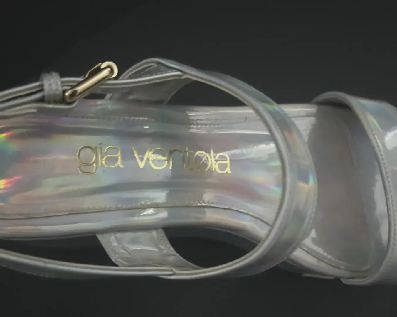 女式 7 码银色厚底高跟鞋 GIA VENTOLA 全息虹彩凉鞋-