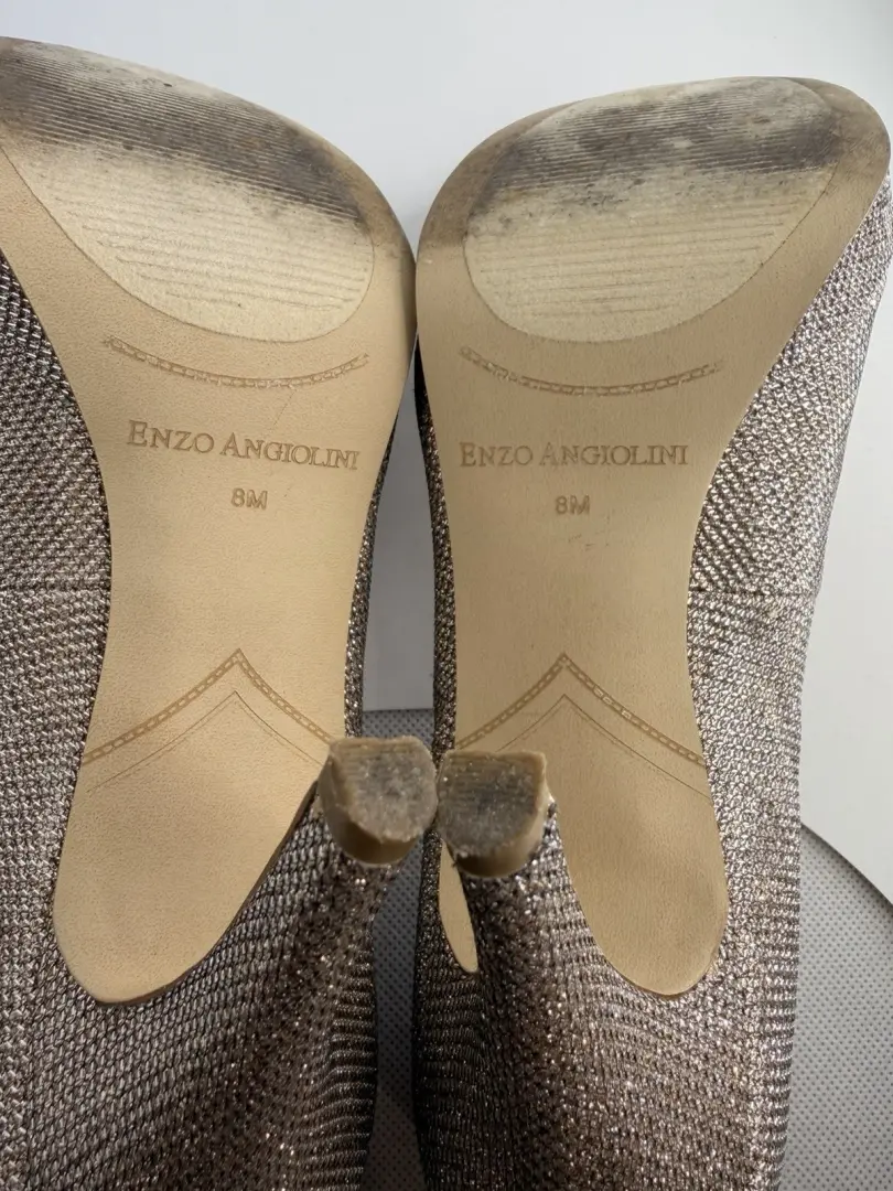 MAKE BEST OFFER | Enzo Angiolini Eademario 金色闪光露趾高跟鞋 8 码-