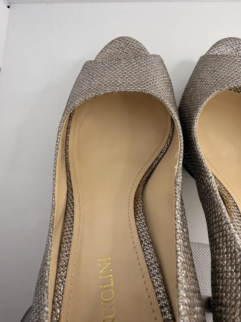MAKE BEST OFFER | Enzo Angiolini Eademario 金色闪光露趾高跟鞋 8 码-