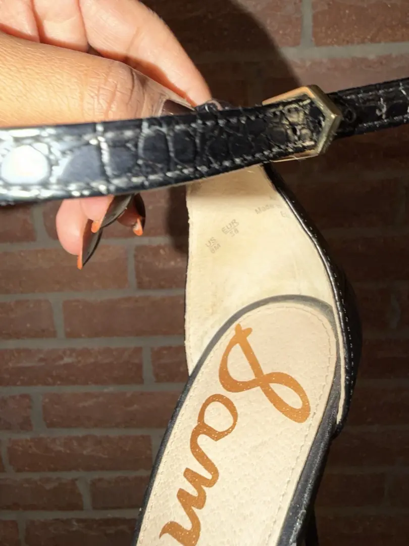 Sam Edelman 人造 Croc 女式黑色高跟鞋 8 码二手-