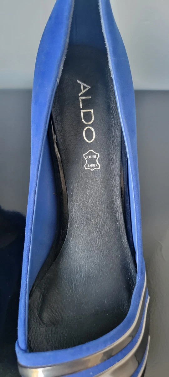 ALDO 皇家蓝色麂皮绒高跟鞋高跟鞋铬头 | 美国码 8.5 EUR 38-