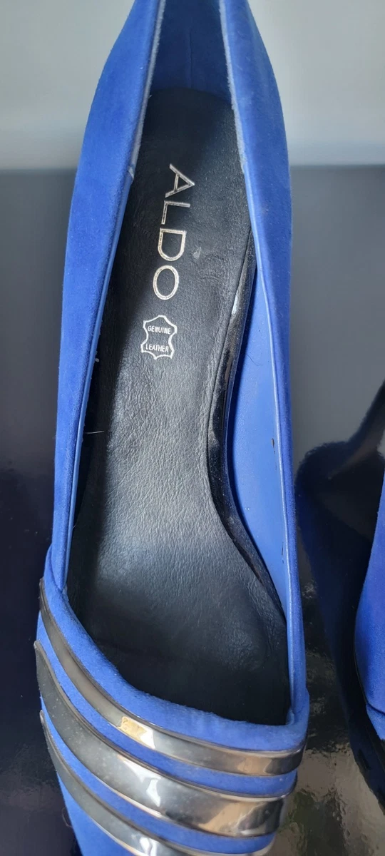 ALDO 皇家蓝色麂皮绒高跟鞋高跟鞋铬头 | 美国码 8.5 EUR 38-
