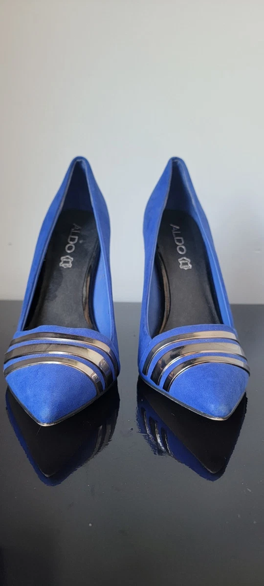 ALDO 皇家蓝色麂皮绒高跟鞋高跟鞋铬头 | 美国码 8.5 EUR 38-