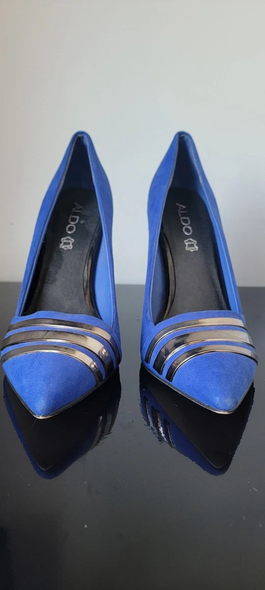 ALDO 皇家蓝色麂皮绒高跟鞋高跟鞋铬头 | 美国码 8.5 EUR 38-