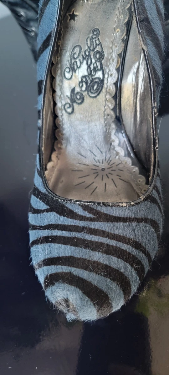 Naughty Monkey 蓝色斑马虎人造毛皮紧身胸衣楔形高跟鞋 | 美国 8.5 码-