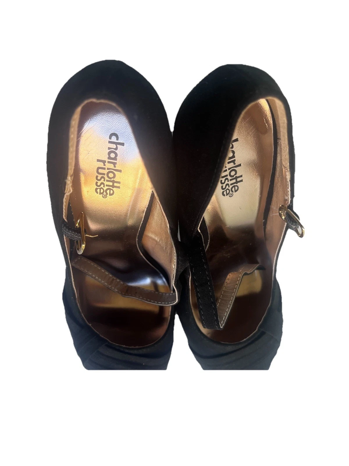 CHARLOTTE RUSSE Penelope 麂皮高跟鞋黑色带盒尺寸 7 鞋跟 5.5 英寸-