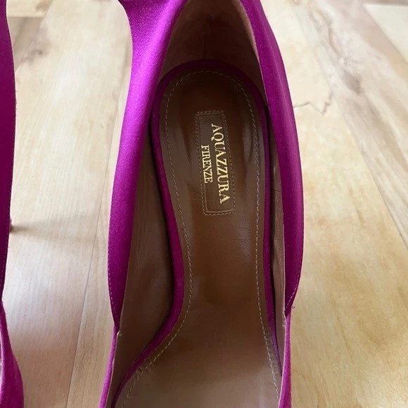 Aquazzura Pumps女式美国8.5欧元38.5 Fuschia粉色麂皮绒皮革高跟鞋鞋-