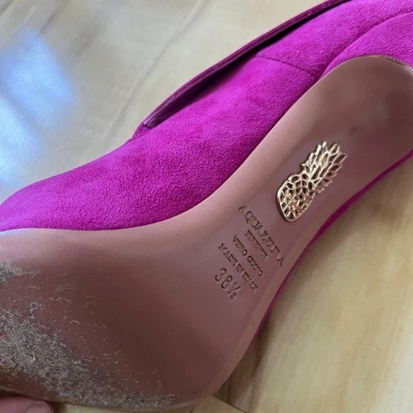 Aquazzura Pumps女式美国8.5欧元38.5 Fuschia粉色麂皮绒皮革高跟鞋鞋-