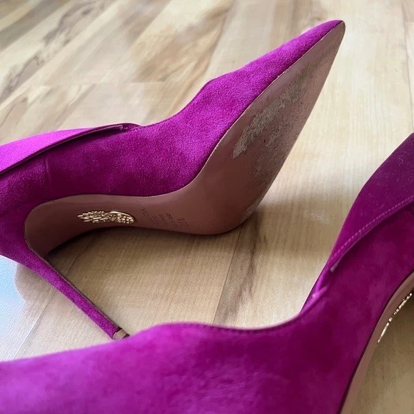 Aquazzura Pumps女式美国8.5欧元38.5 Fuschia粉色麂皮绒皮革高跟鞋鞋-