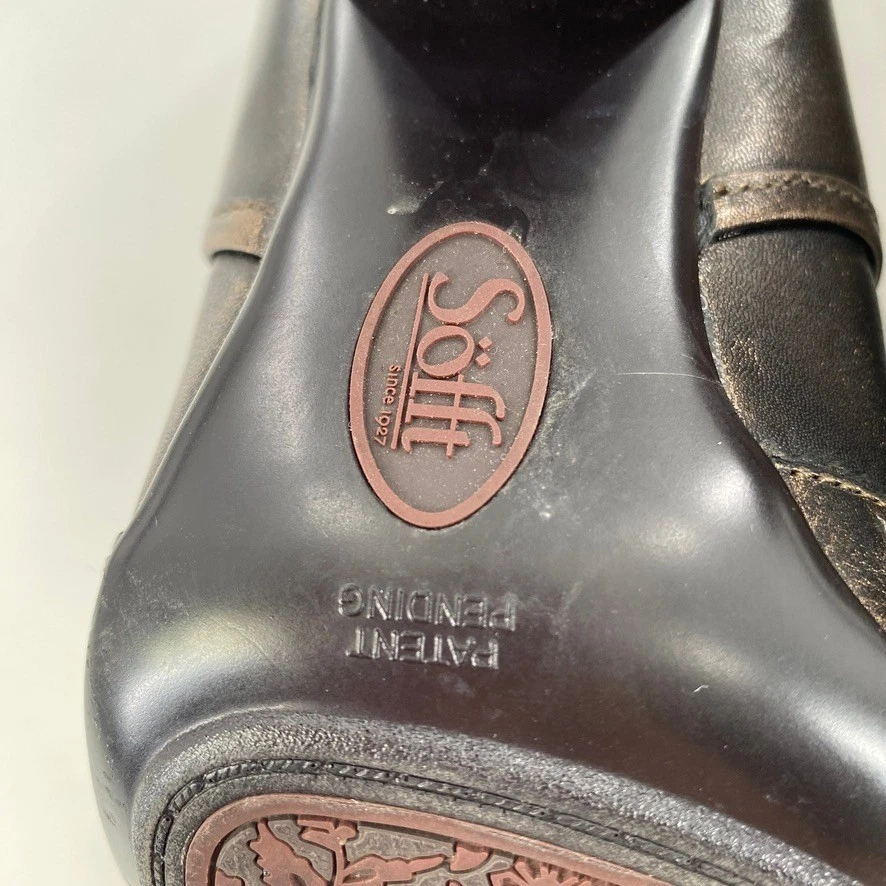 Söfft 青铜皮革高跟鞋 Mary Janes 布洛克细节翼尖鞋女式 6.5W-