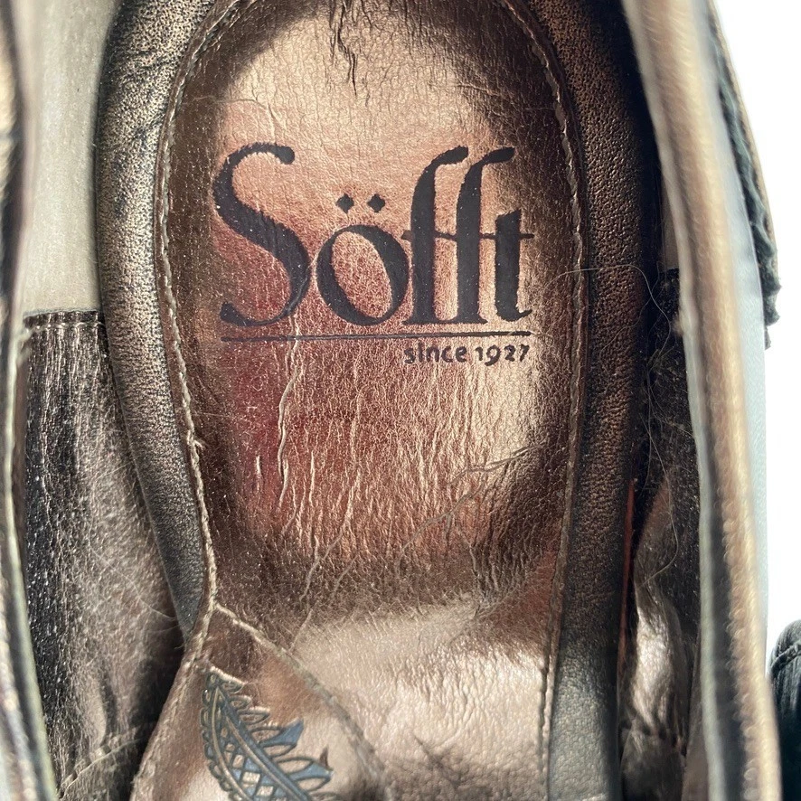 Söfft 青铜皮革高跟鞋 Mary Janes 布洛克细节翼尖鞋女式 6.5W-