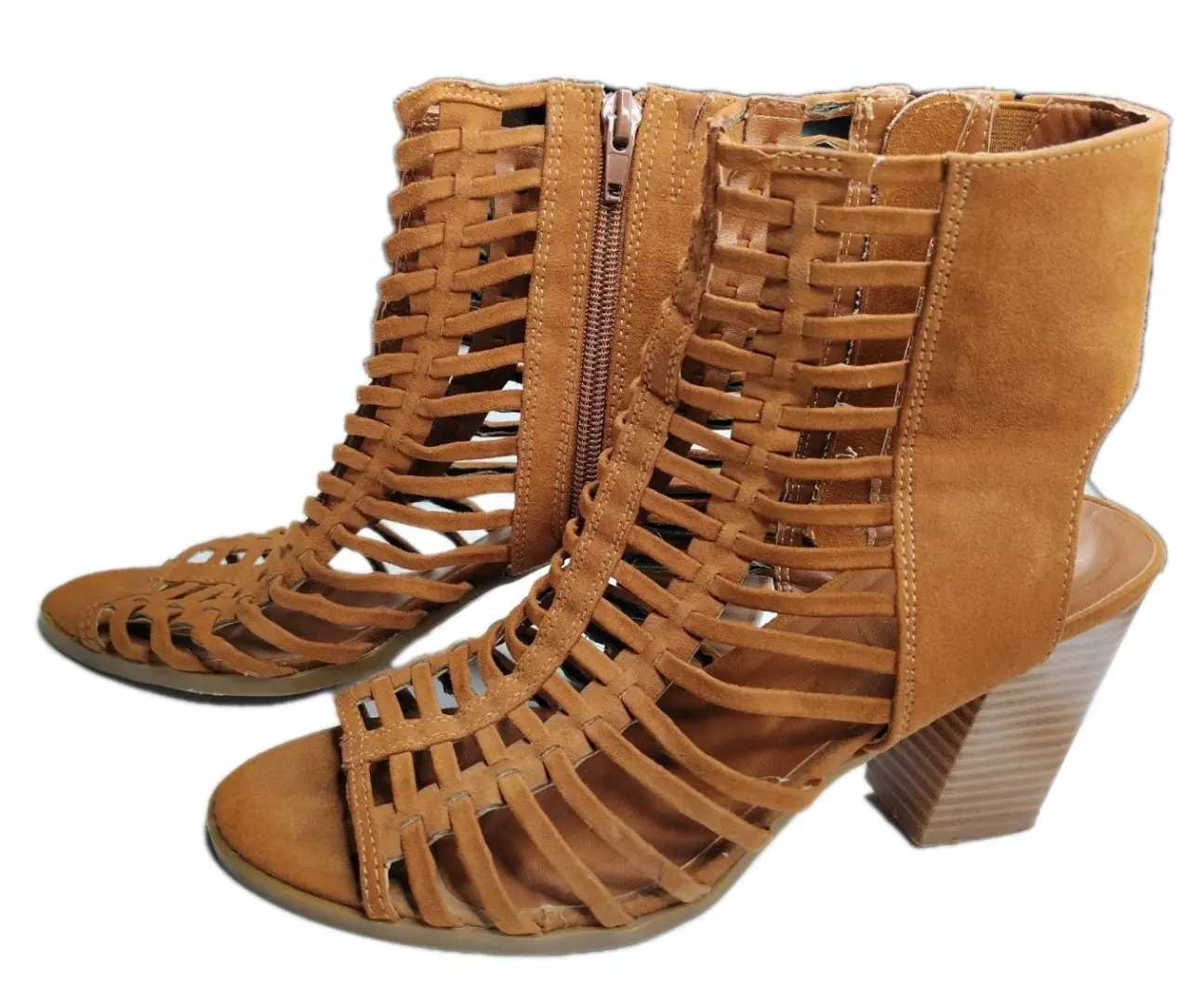 Charlotte Russe 网格麂皮绒棕色高跟鞋 8 码-