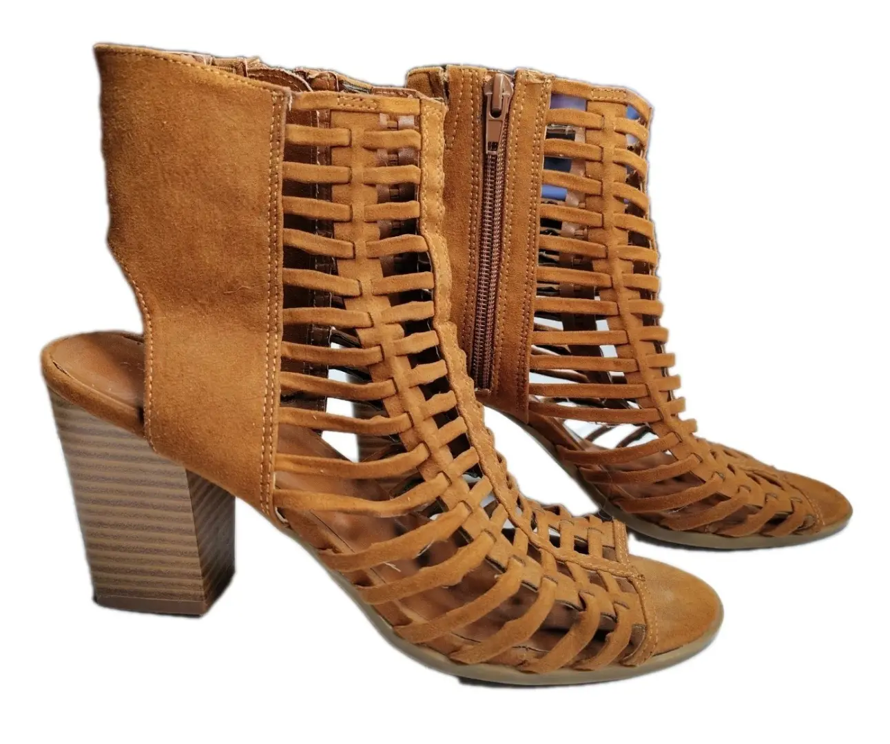 Charlotte Russe 网格麂皮绒棕色高跟鞋 8 码-