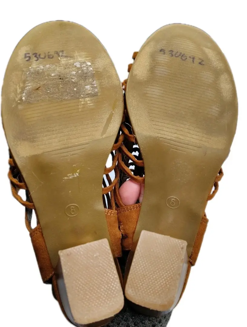 Charlotte Russe 网格麂皮绒棕色高跟鞋 8 码-