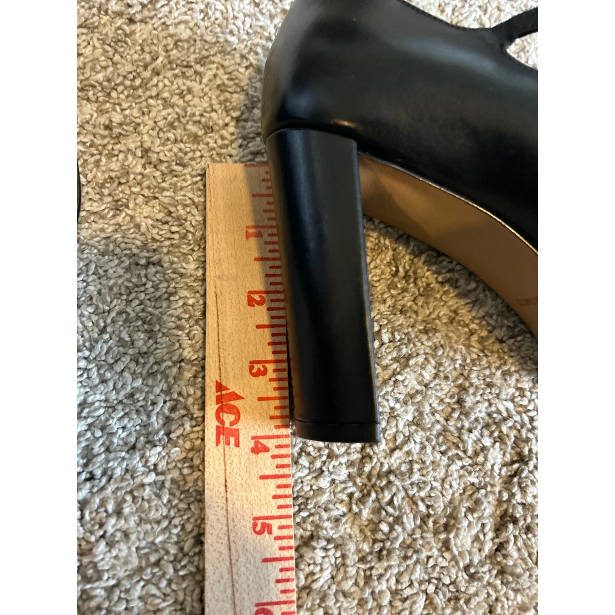 Vince Camuto Vampy 黑色皮革双肩带 Mary Jane 块跟高跟鞋 尺寸 9M-