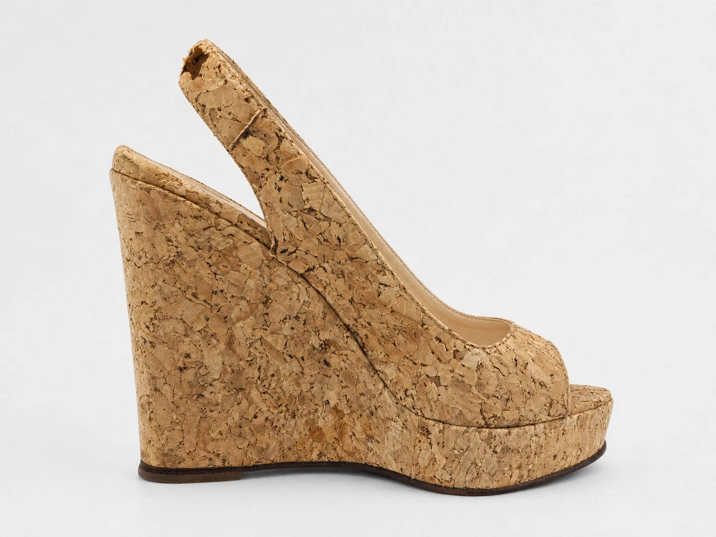$895 CHRISTIAN LOUBOUTIN 软木楔形凉鞋(35 EU;5 US)二手带缺陷美人-