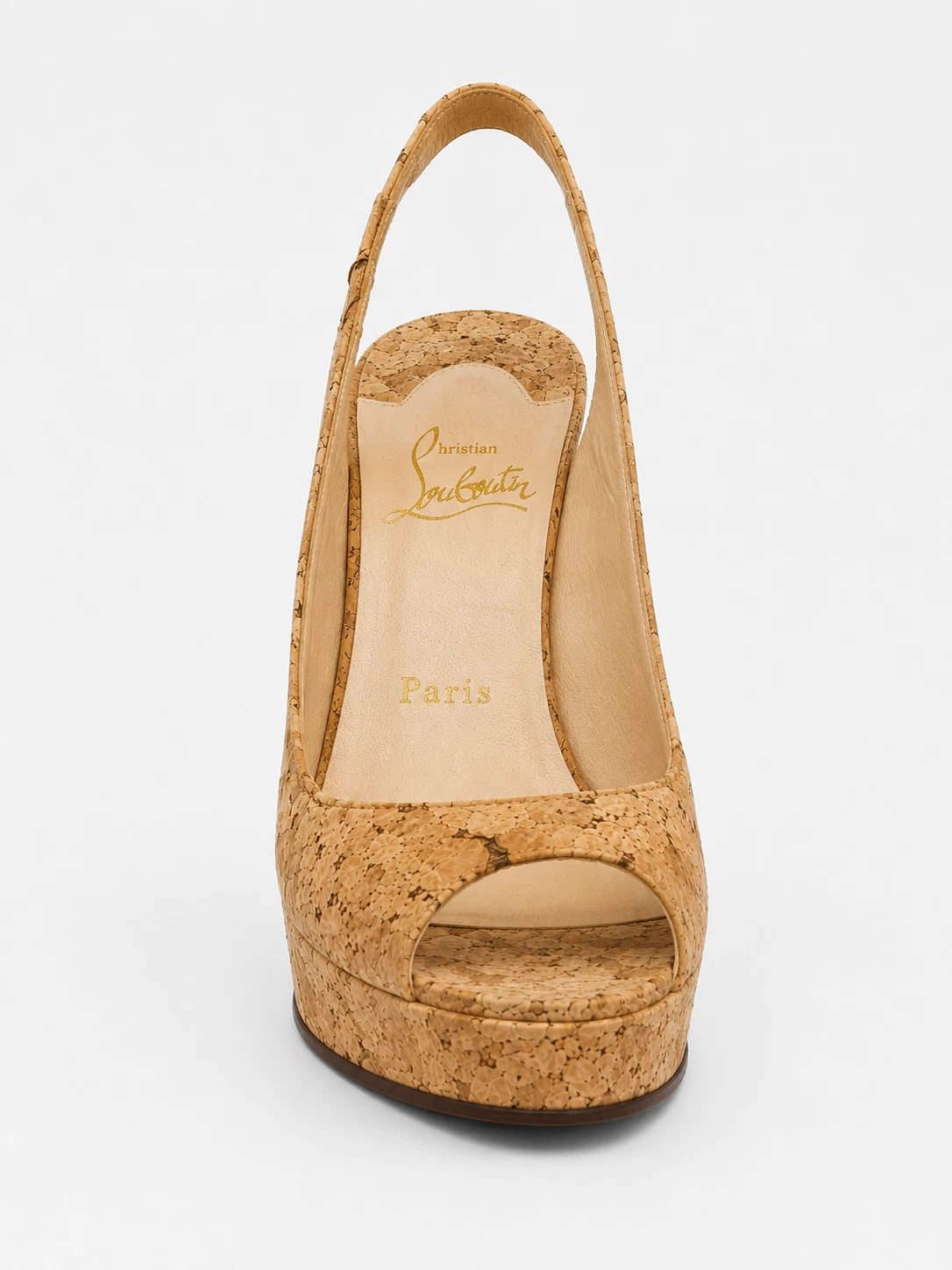 $895 CHRISTIAN LOUBOUTIN 软木楔形凉鞋(35 EU;5 US)二手带缺陷美人-