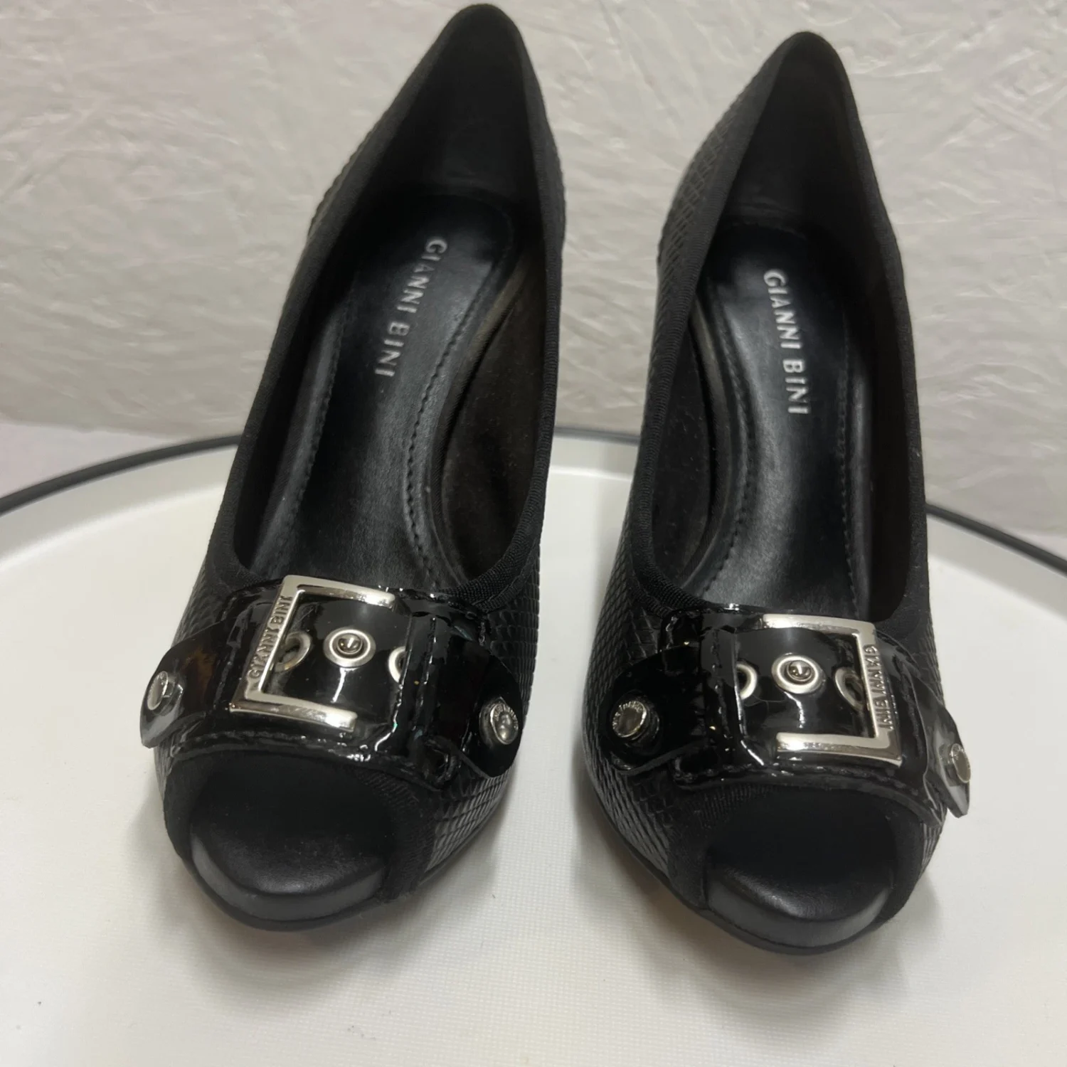 女士 Gianni Bini 正装鞋细高跟鞋露趾高跟鞋 7 码黑色圆点 Y2k-