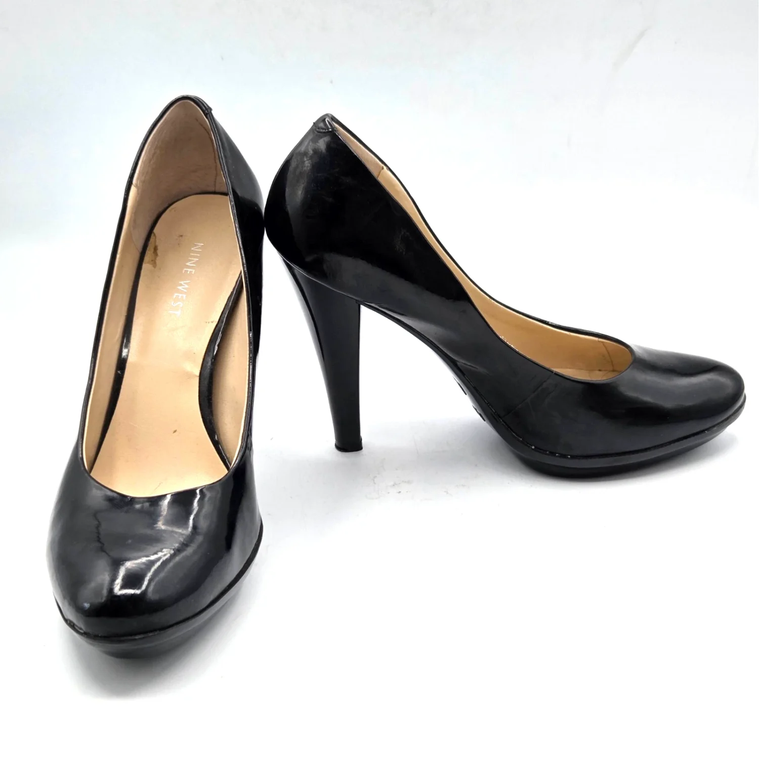 Nine West Melissa Pumps 女式 8.5M 码黑色皮革高跟鞋杏仁鞋头-