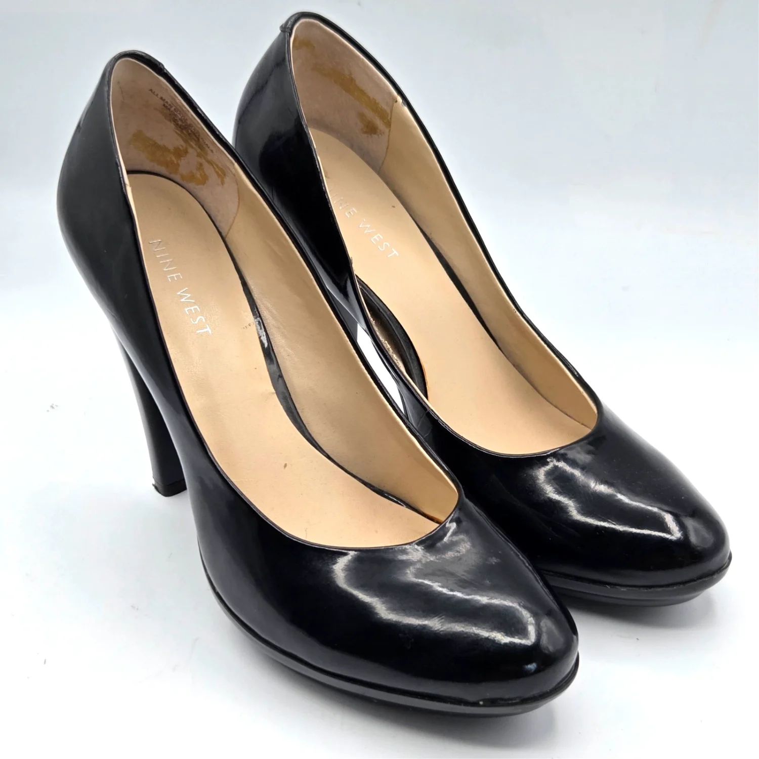 Nine West Melissa Pumps 女式 8.5M 码黑色皮革高跟鞋杏仁鞋头-