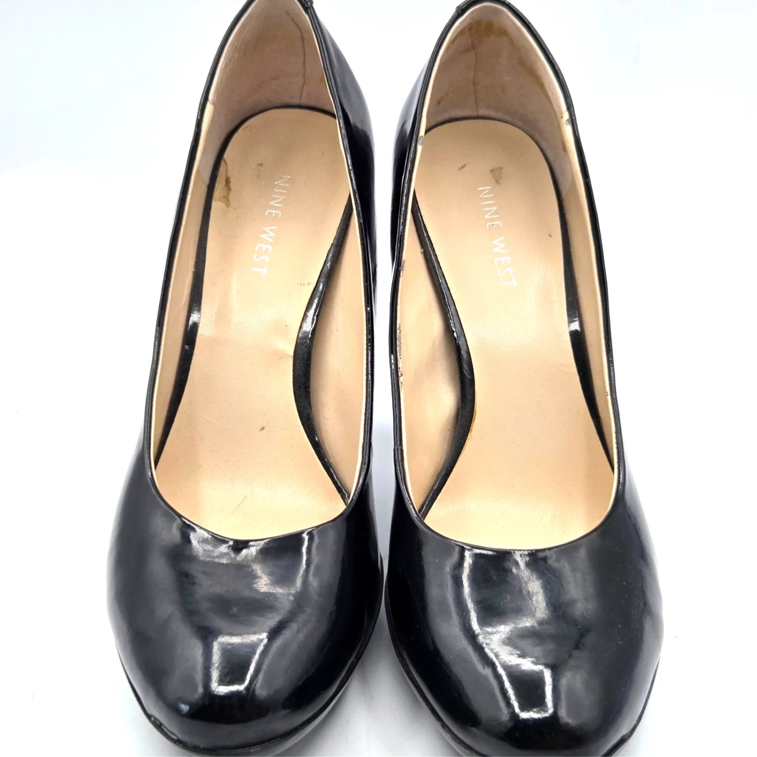 Nine West Melissa Pumps 女式 8.5M 码黑色皮革高跟鞋杏仁鞋头-