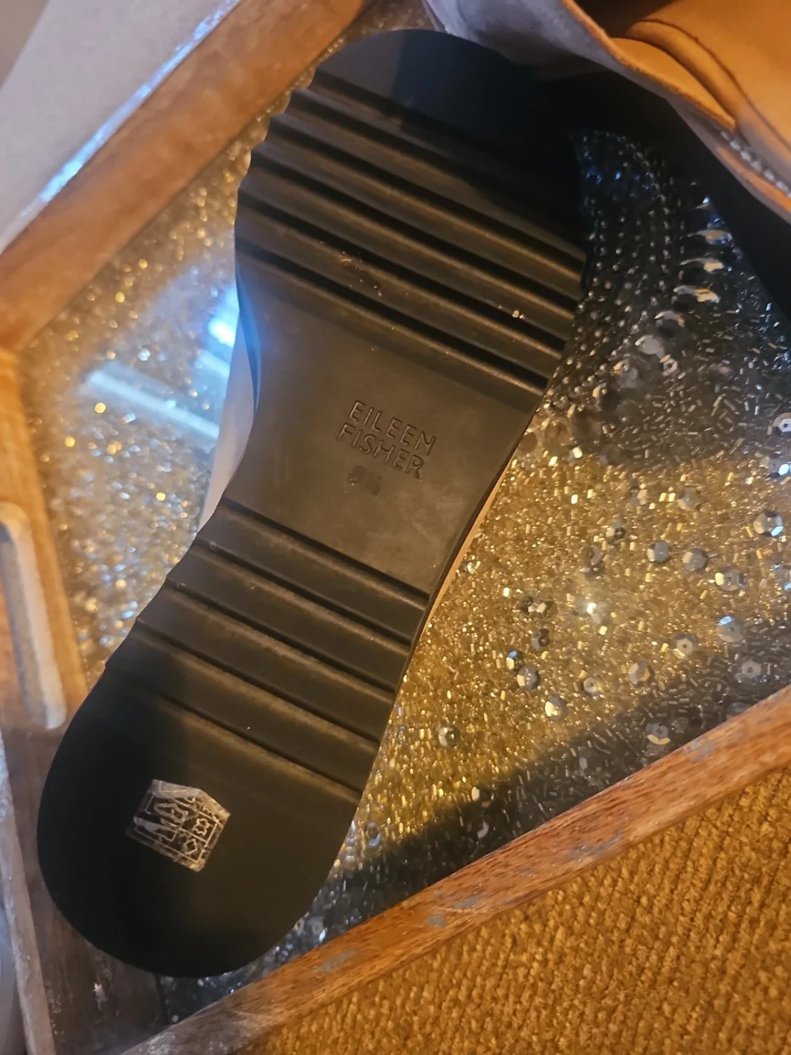 EILEEN FISHER Loti Clog 女式 8.5 棕褐色翻滚磨砂皮革楔形骡子拖鞋-