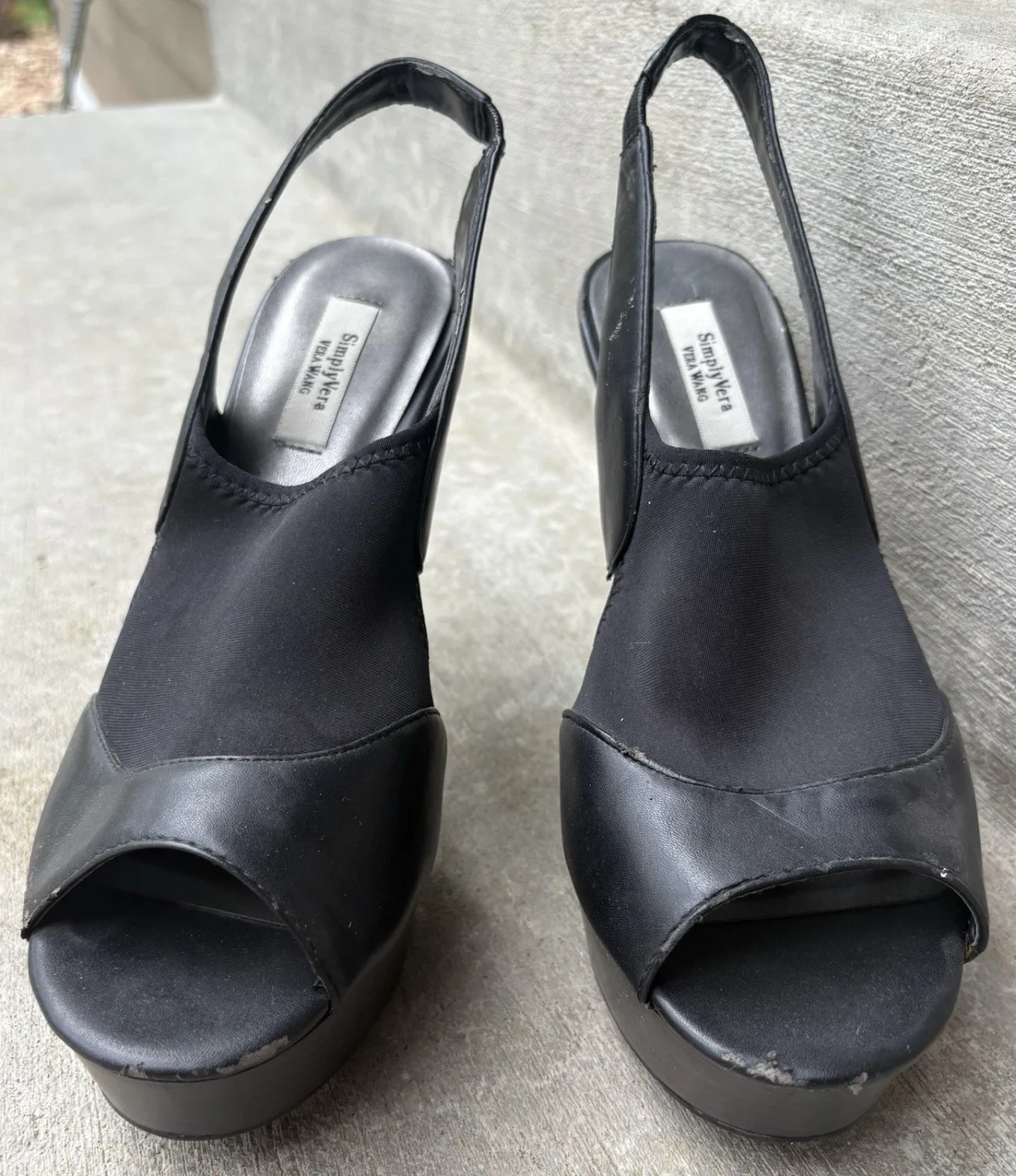 女式 Simply Vera Vera Wang 高 4 英寸高跟鞋黑色 9 码休闲工作服鞋-