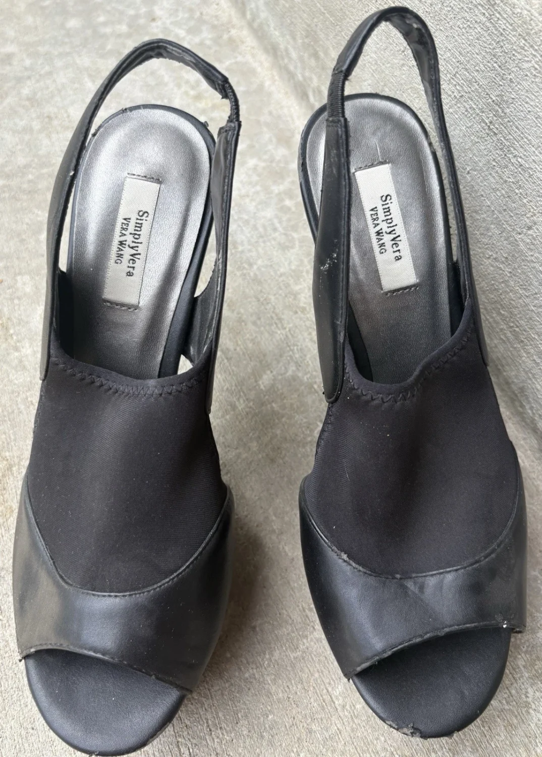 女式 Simply Vera Vera Wang 高 4 英寸高跟鞋黑色 9 码休闲工作服鞋-